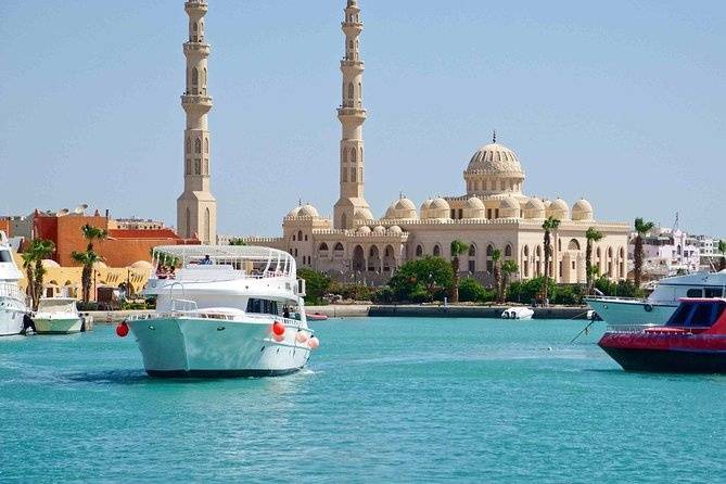 Hurghada marina and waterfront mosque